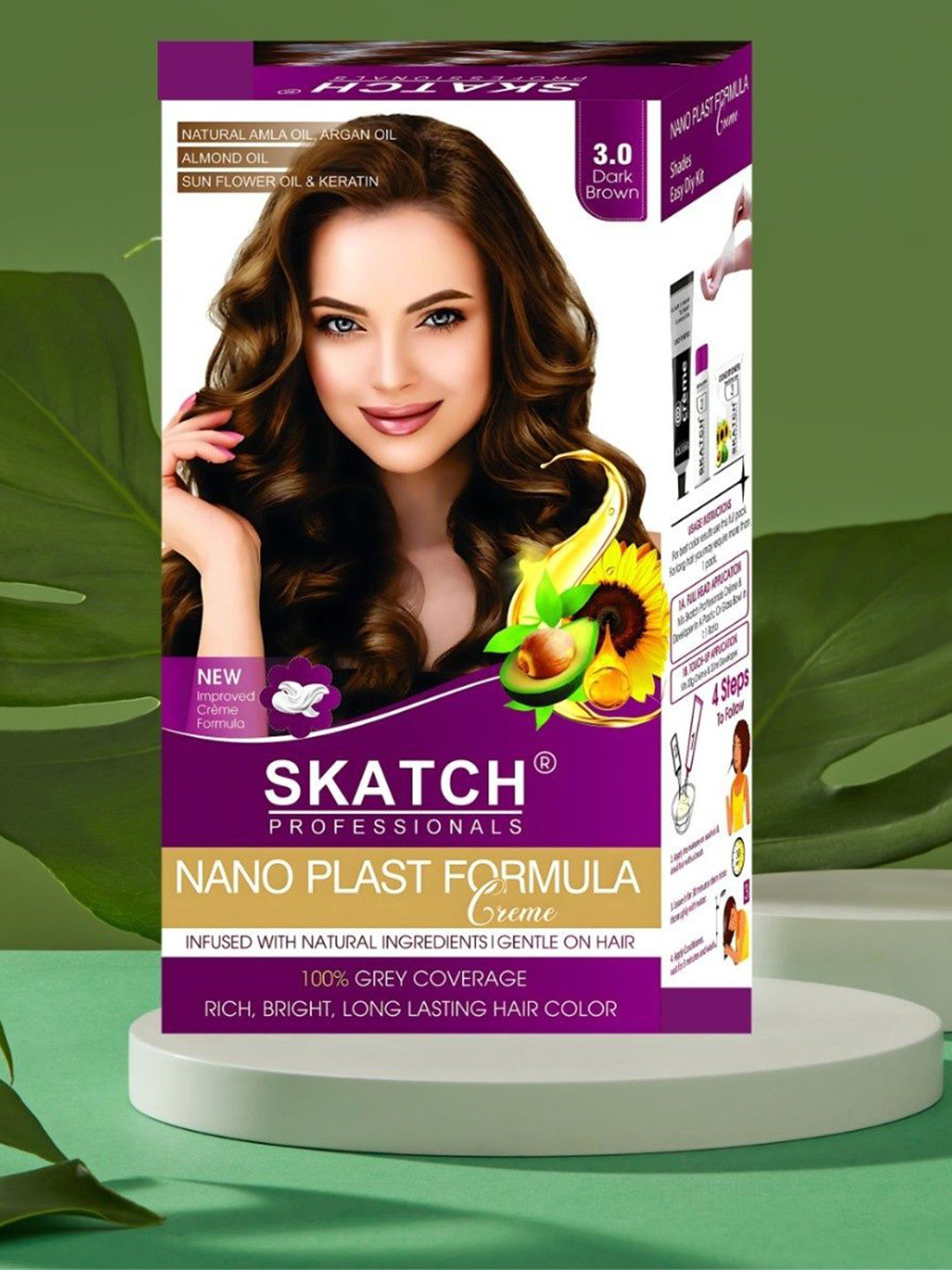 SKATCH PROFESSIONALS Nano Plast Formula Long Lasting Shine Hair Color- 100 g- Dark Brown