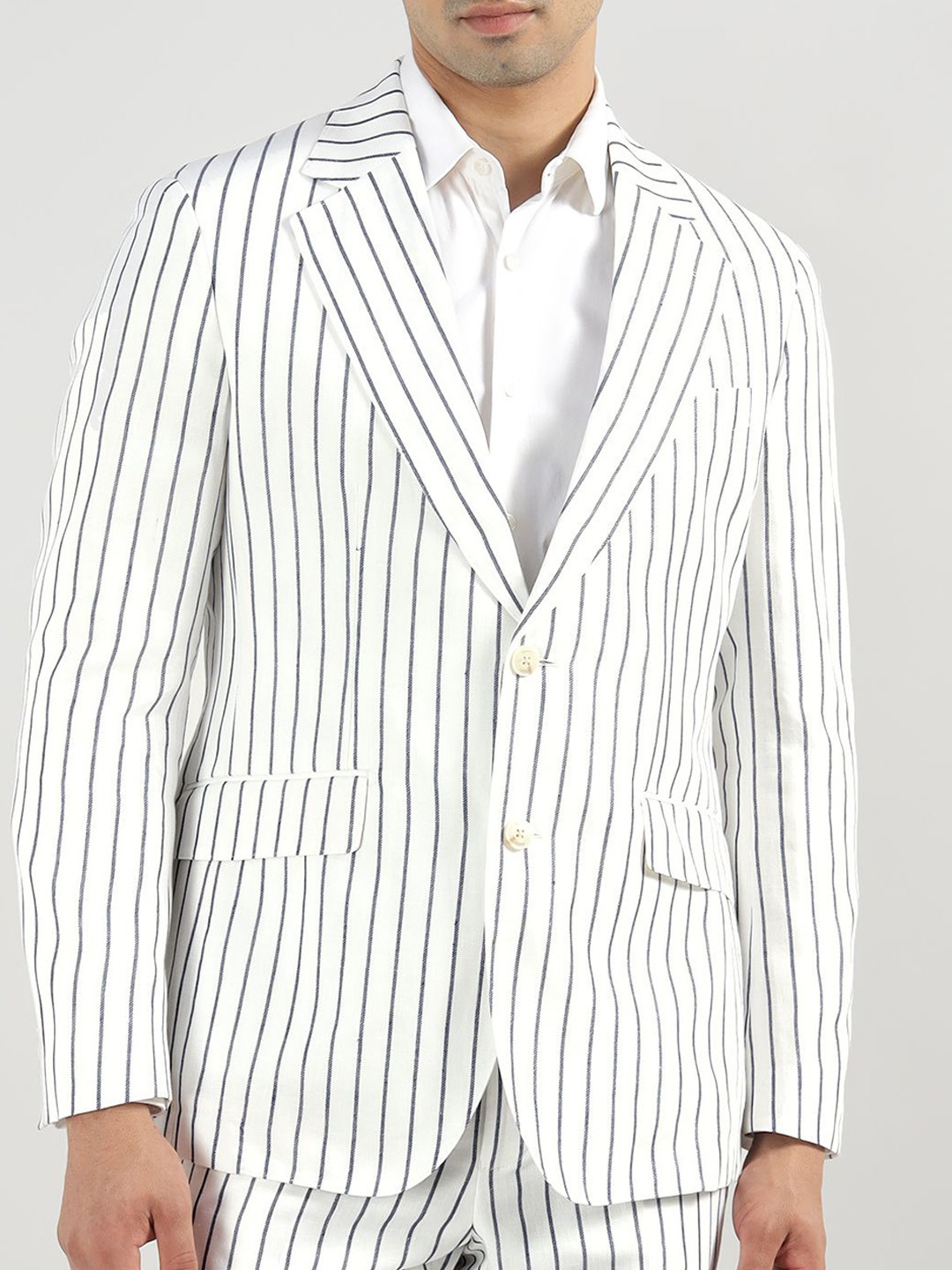 HACKETT LONDON Striped Linen Tailored Jacket