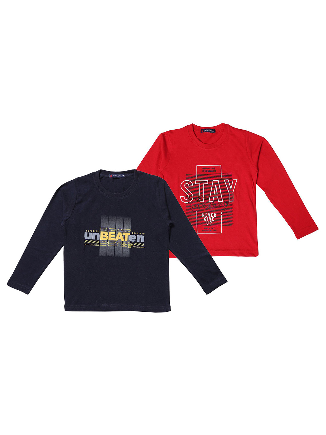 NeuVin Kids Pack Of 2 Graphic Printed Regular Fit Casual T-Shirts