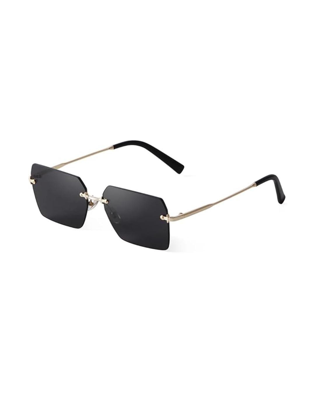 Arzonai Unisex Black Rectangle Sunglasses with UV Protected Lens