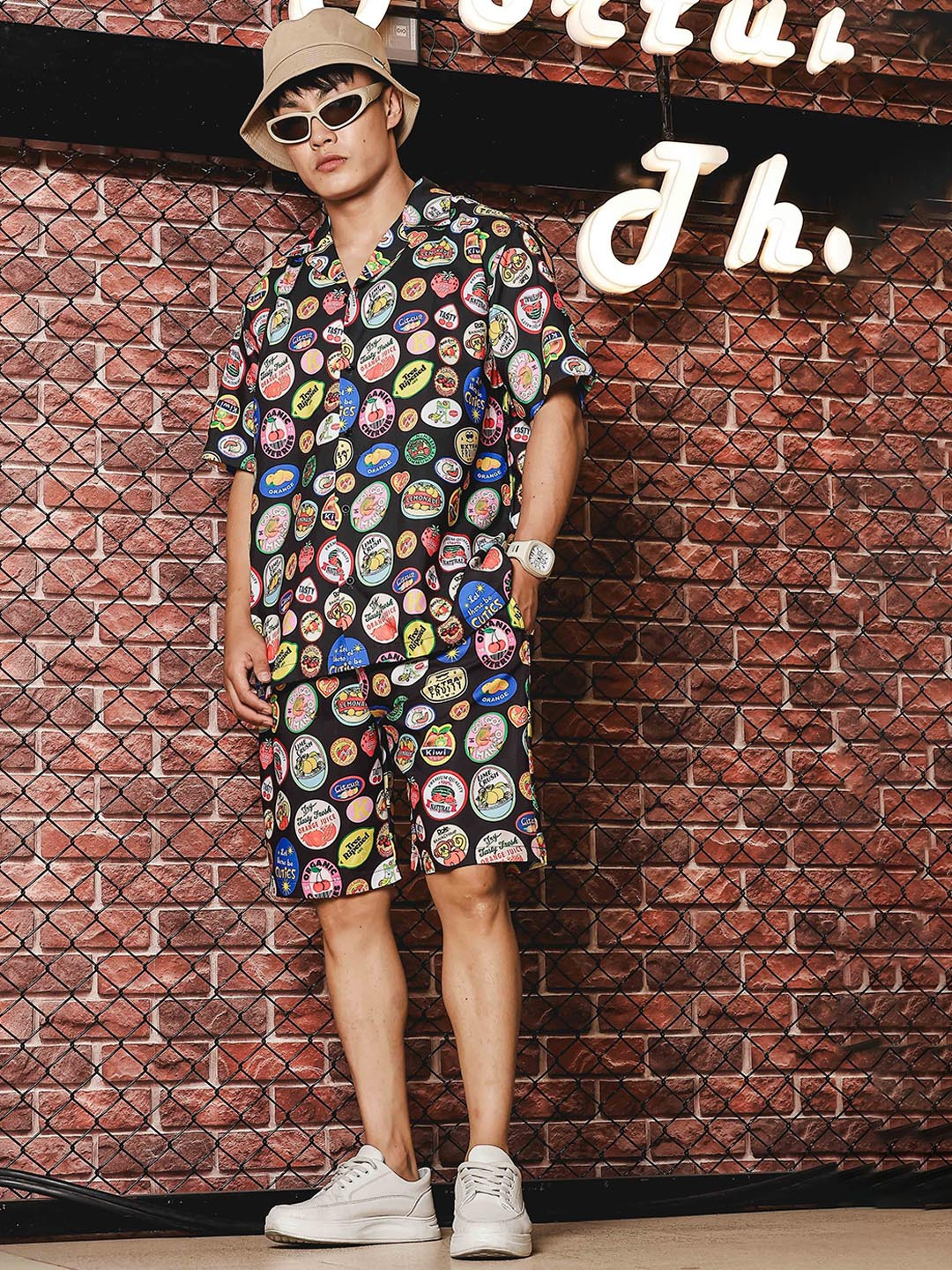House of Koala Printed Shirt Collar Shirt & Shorts Co-ords