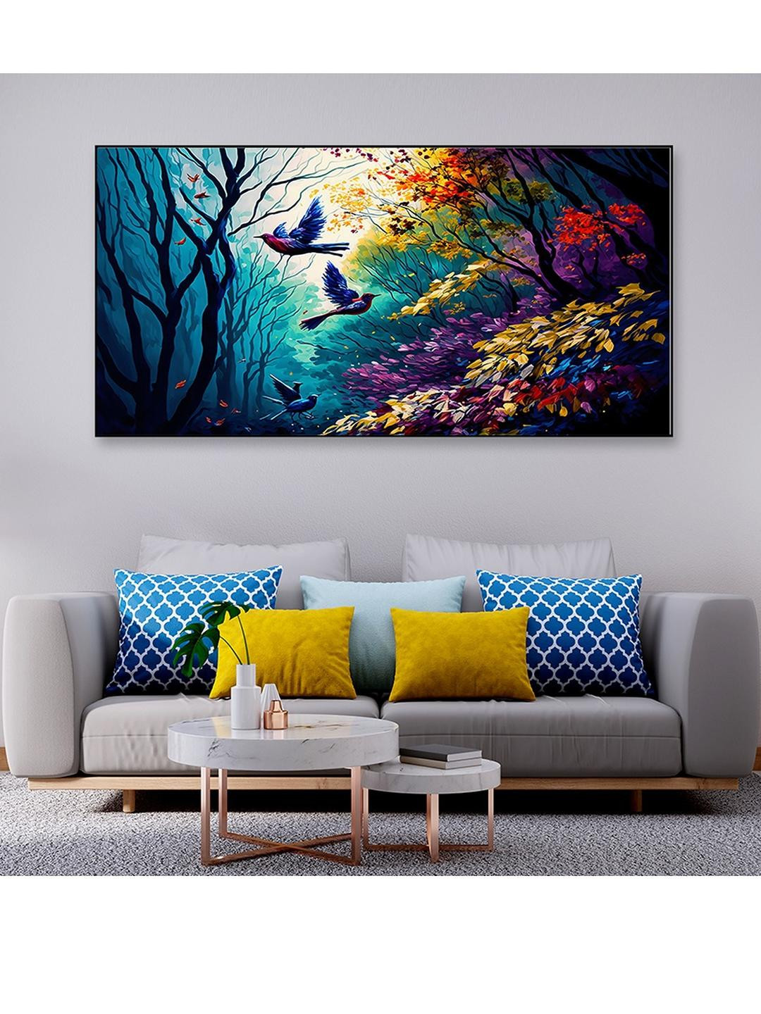 DEKORSTATION Multicoloured Canvas Birds and Animals Wall Paintings With Frame