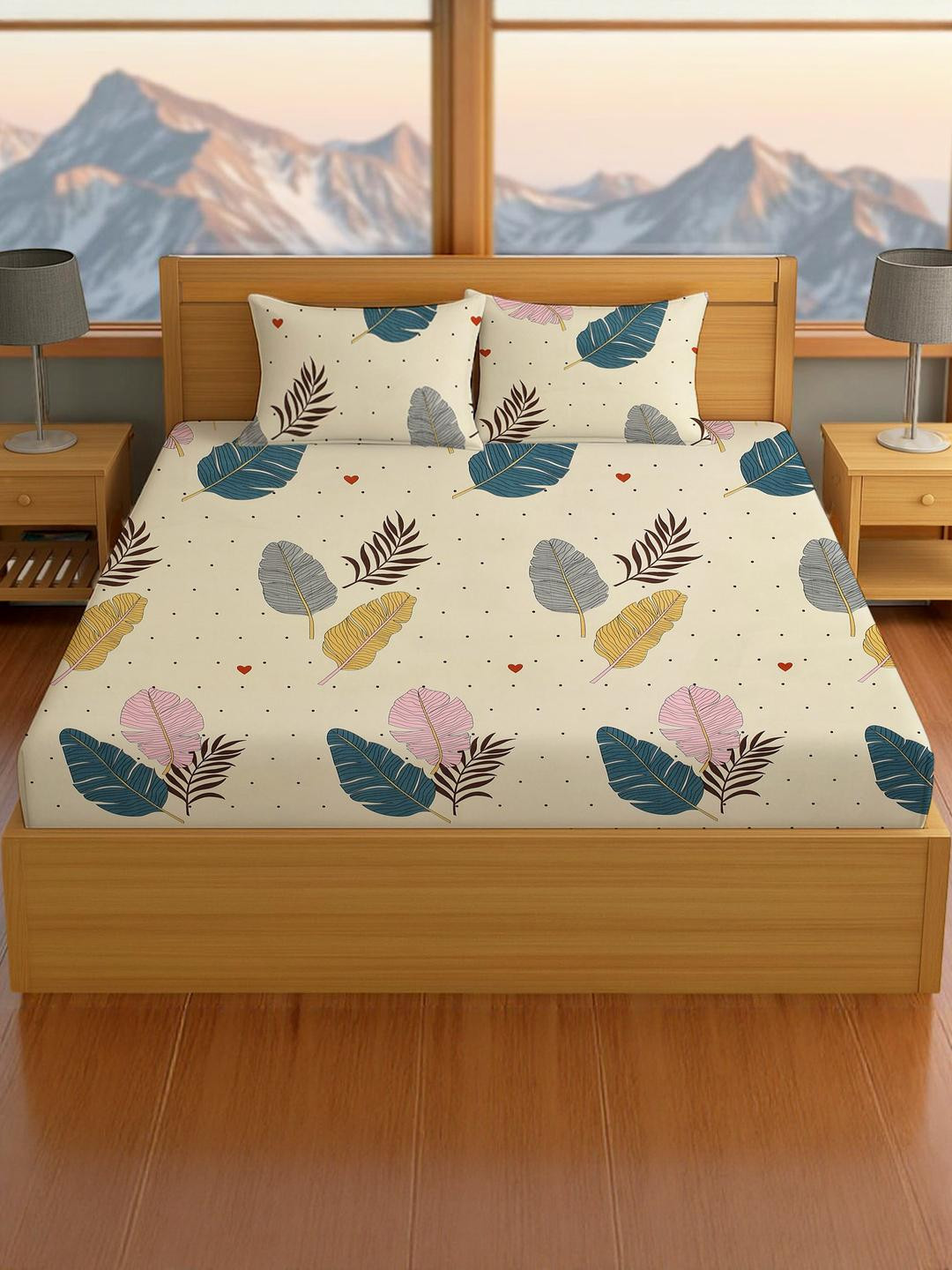 IVAZA Cream Queen Bedsheets