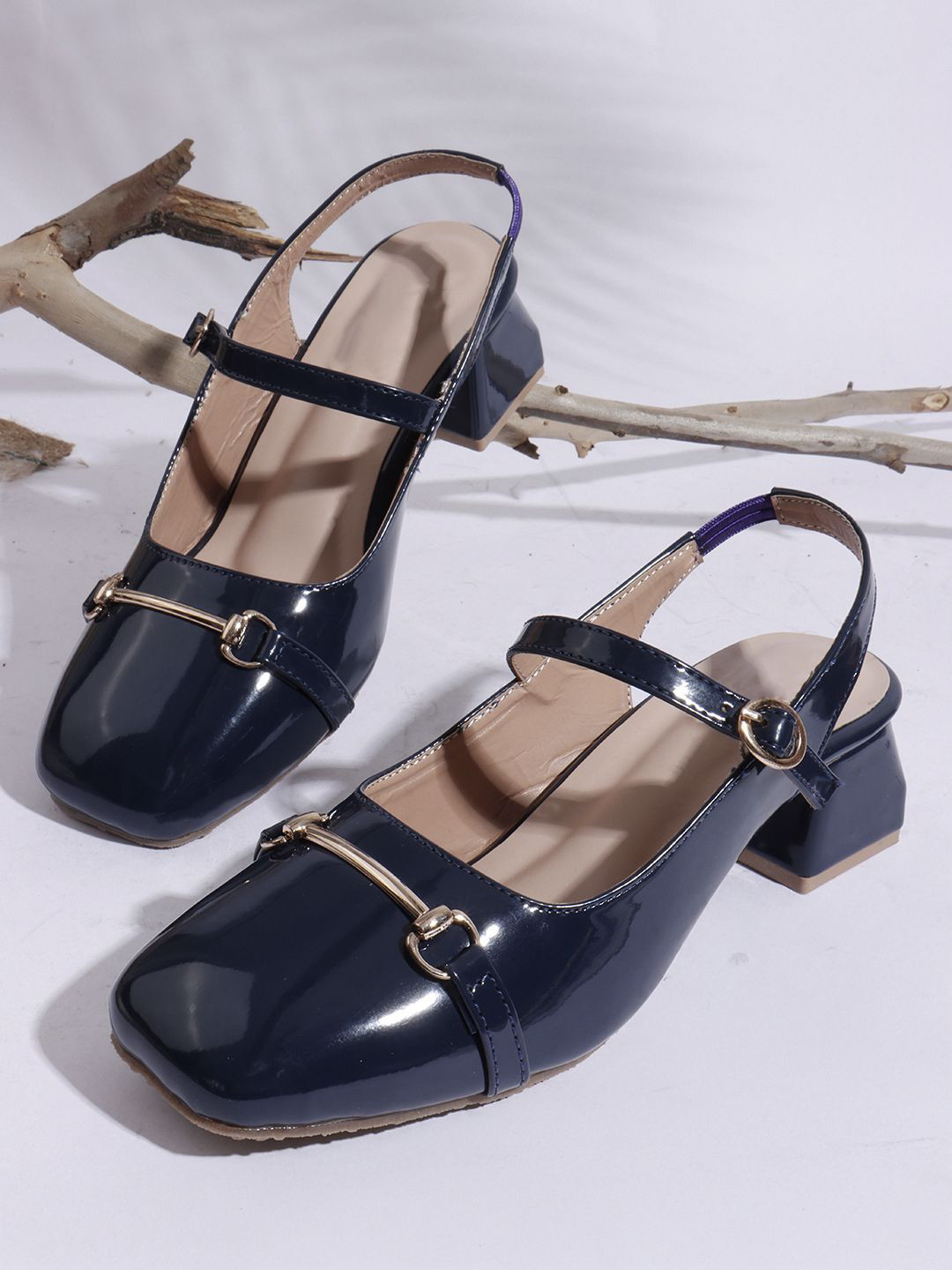 Try Me Women Solid Block Sandals with Buckles