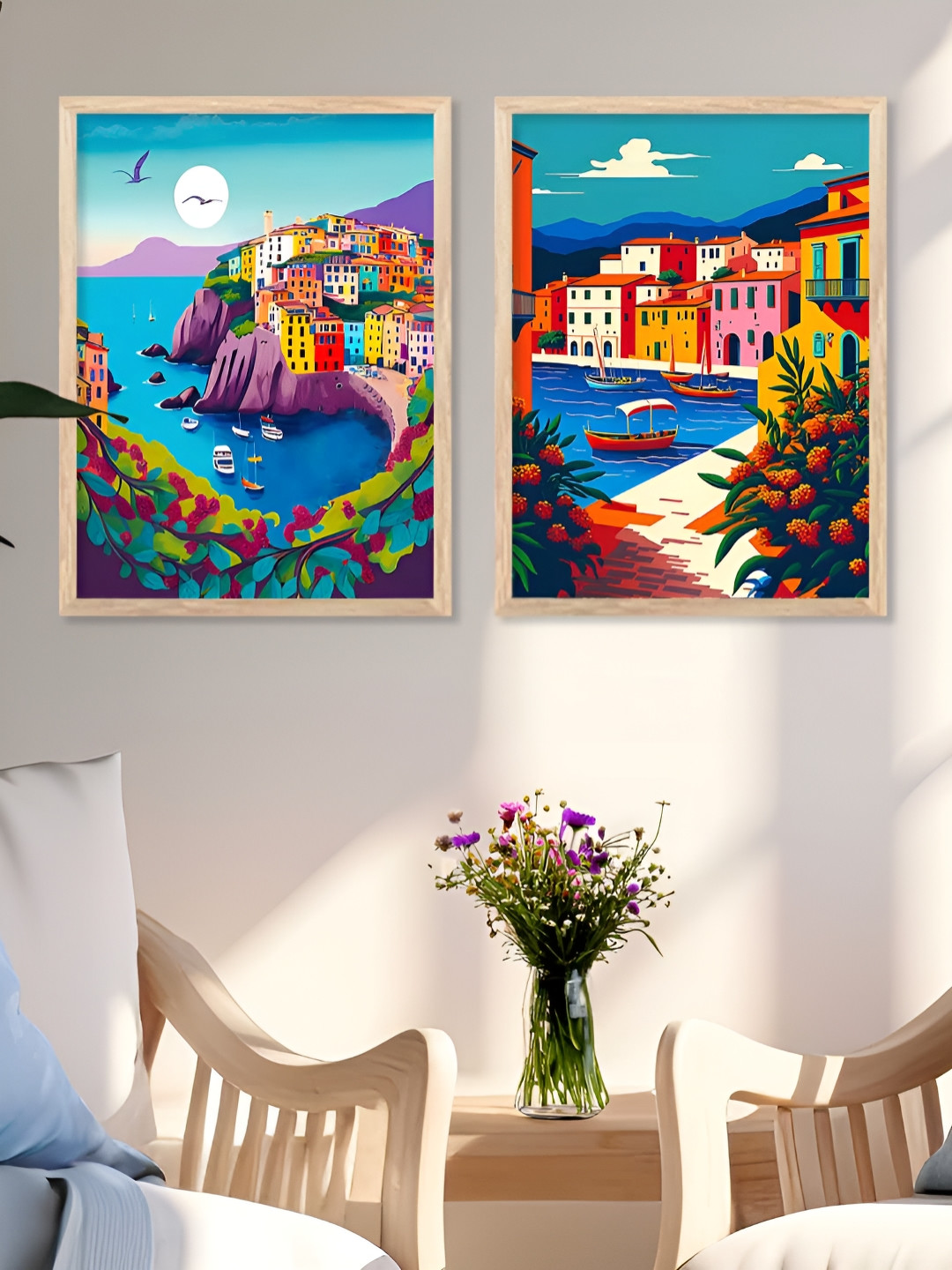 Kotart Brown And Blue 2 Piece Wood Abstract Wall Paintings