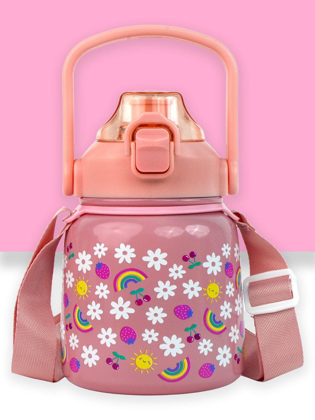 Little Surprise Box LLP Pink Printed Stainless Steel Single Wall Vacuum Water Bottle 700ml