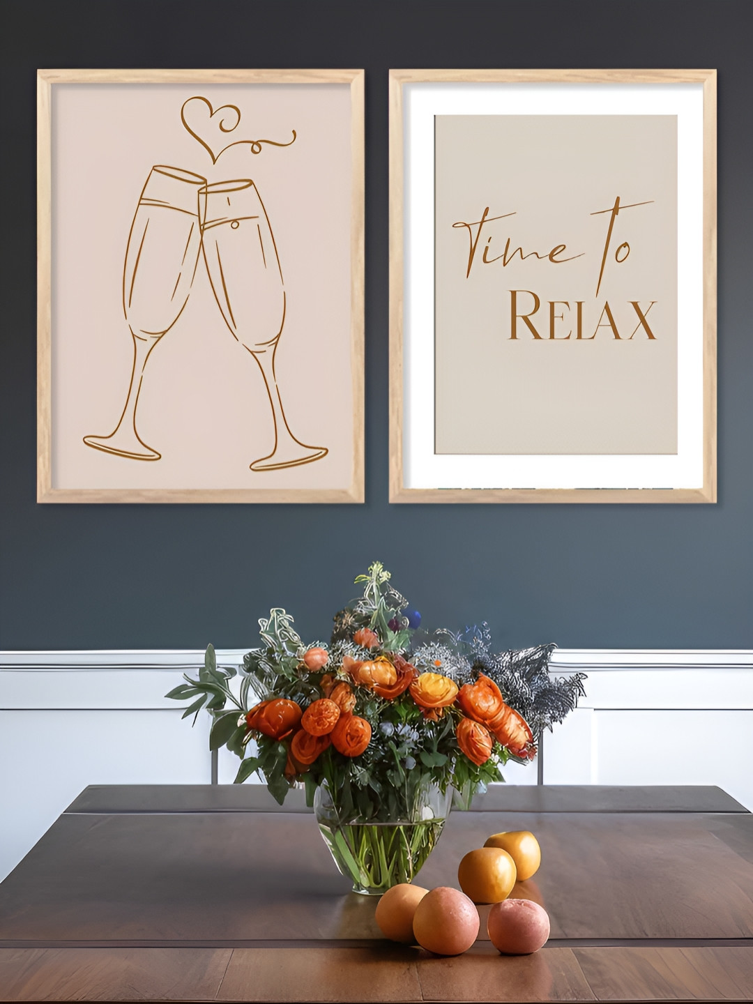 Kotart Restaurant Brown & White 2 Pieces Printed Wooden Wall Arts