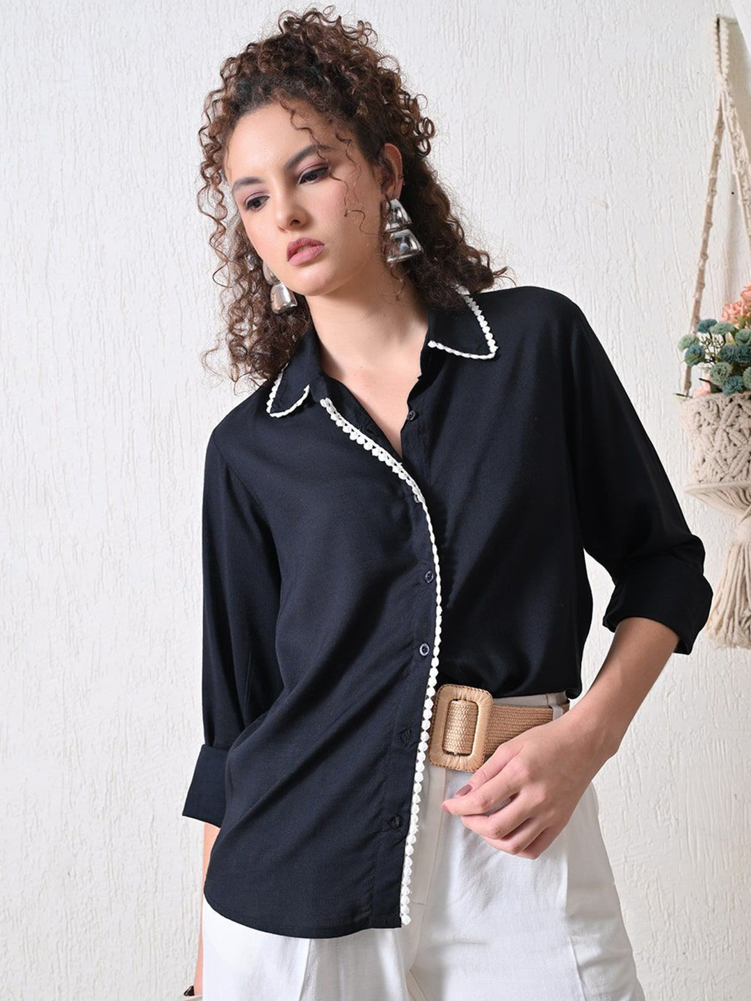 KALAMIR Lace Eclipse Relaxed Fit Cotton Casual Shirt