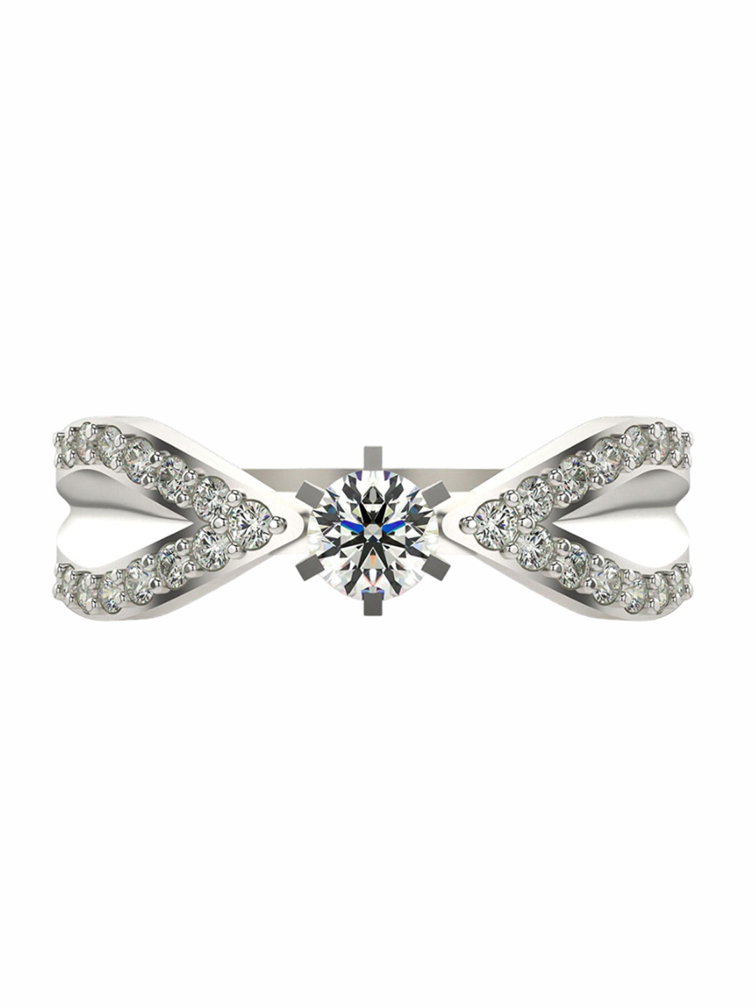VALANOVA White Gold Plated Sterling Silver Certified 0.43cts Lab Grown Diamond Ring