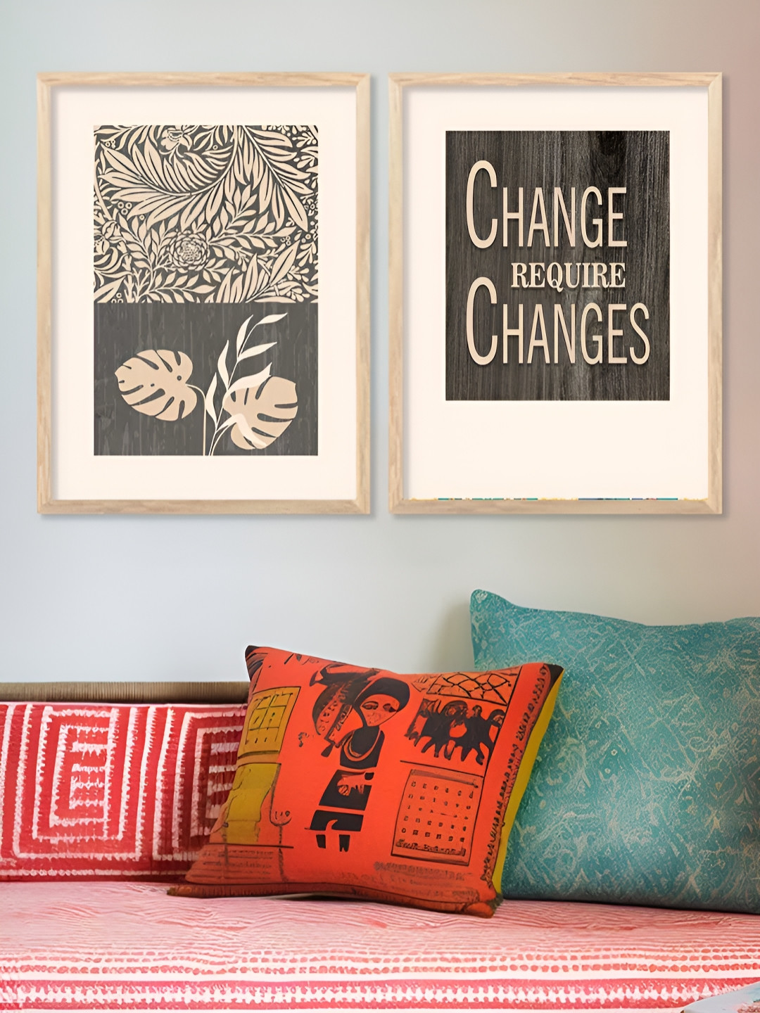 Kotart Motivational Brown & Off White 2 Pieces Printed Wooden Wall Arts