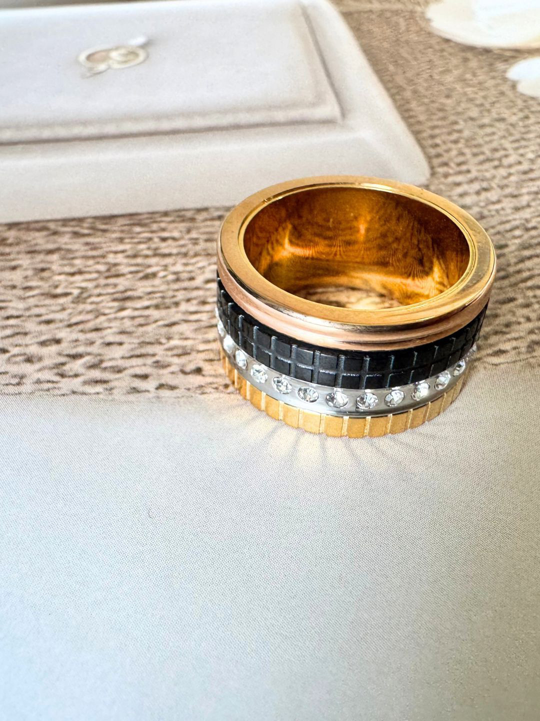 The Jewellery Tale Multi-Plated Stones Studded Adjustable Finger Ring