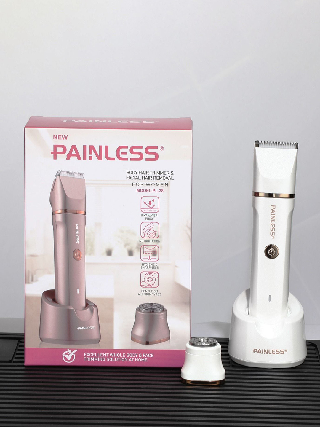 PAINLESS Electric Bikini Trimmer & Shaver - White & Rose Gold