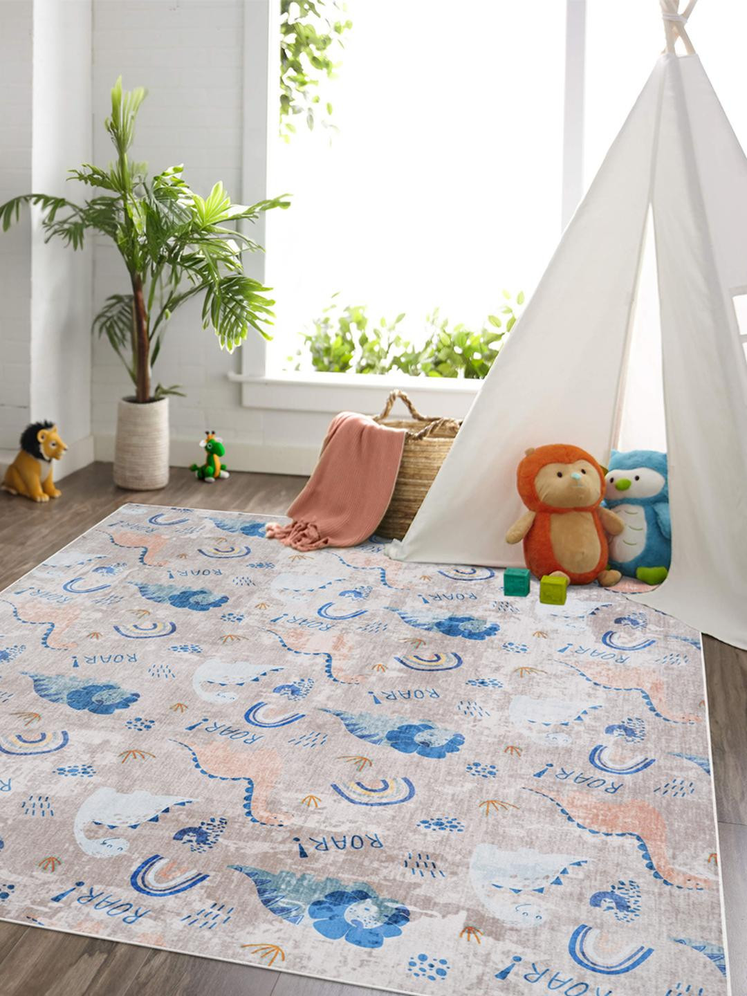 Kaleen India Beige Anti-Skid Polyester Washable Indoor & Outdoor Carpet for Home