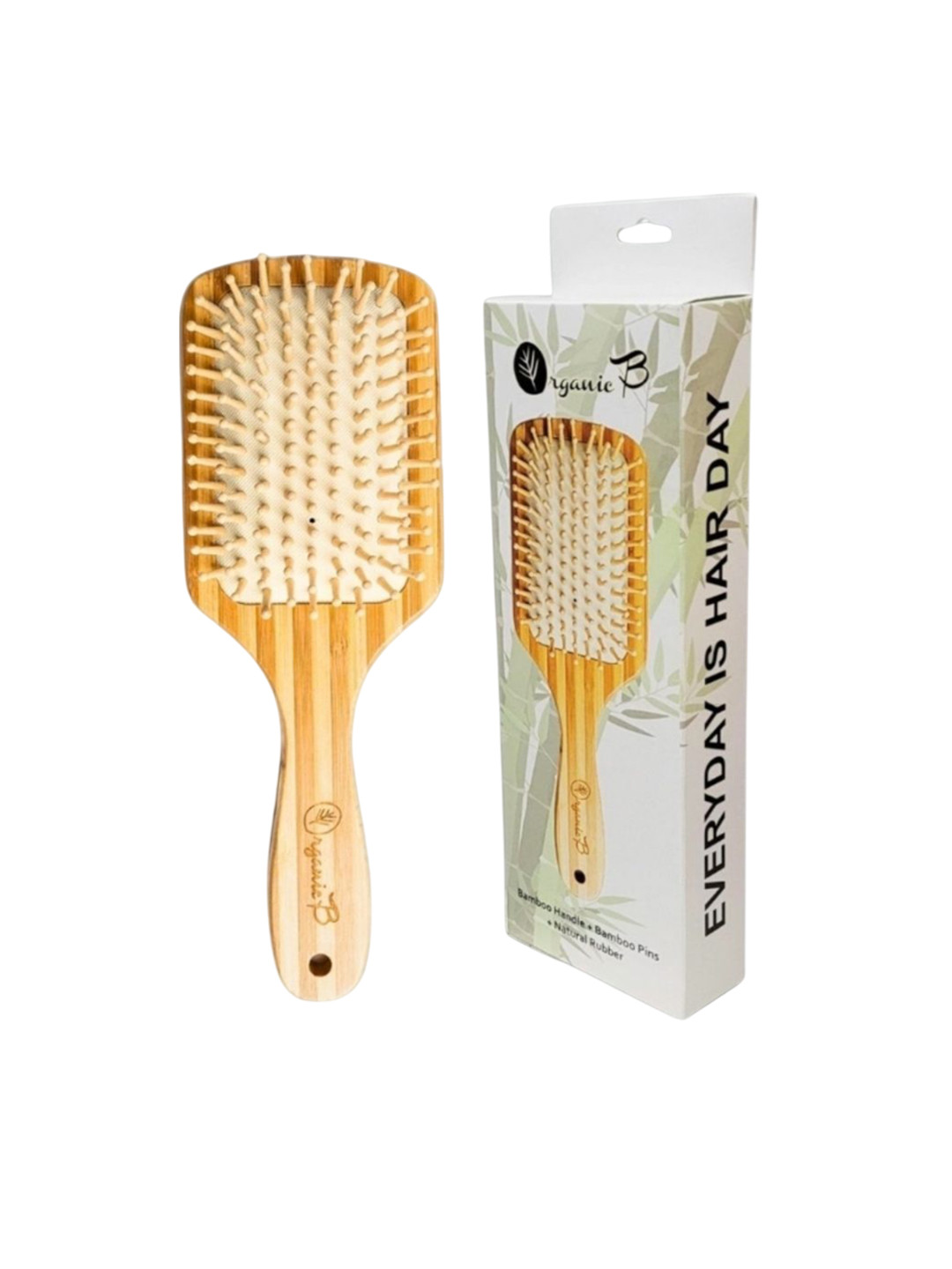 Organic B Bamboo Rectangular Paddle Hair Brush - Brown