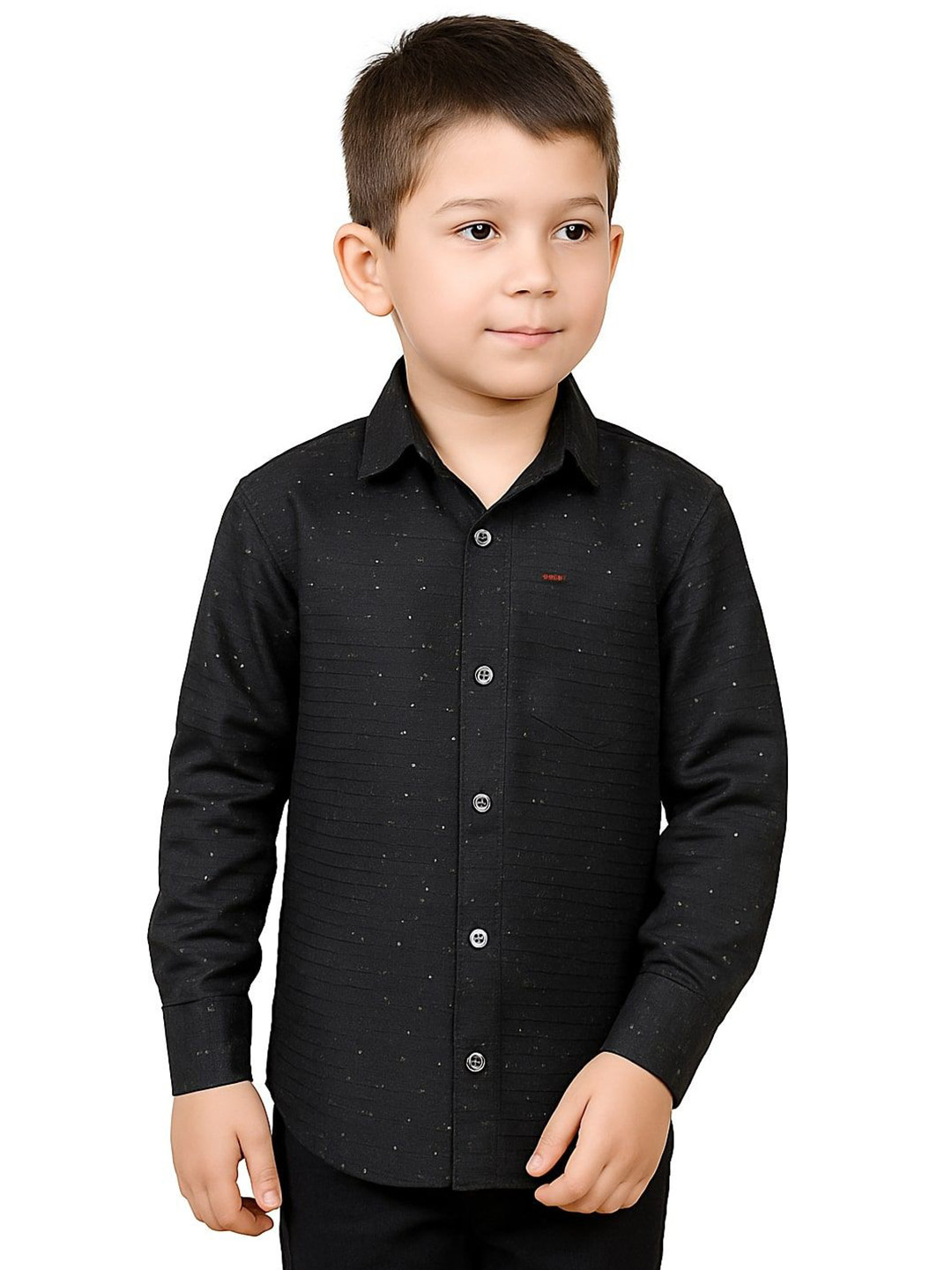 Qitty Boys Royal Festive Edit Straight Spread Collar Cotton Canvas Party Shirt