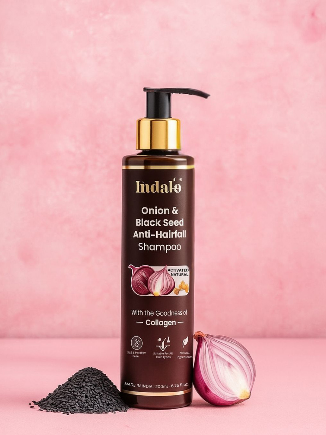 INDALO Onion Black Seed Anti Hair Fall Shampoo For Hair Growth - 200 ml