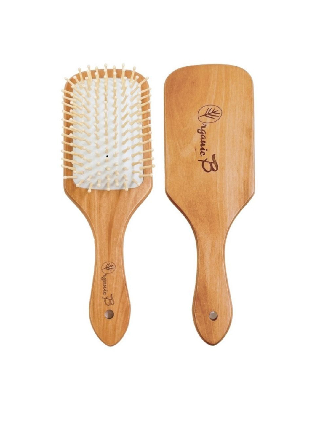 Organic B Wooden Rectangular Paddle Hair Brush - Brown