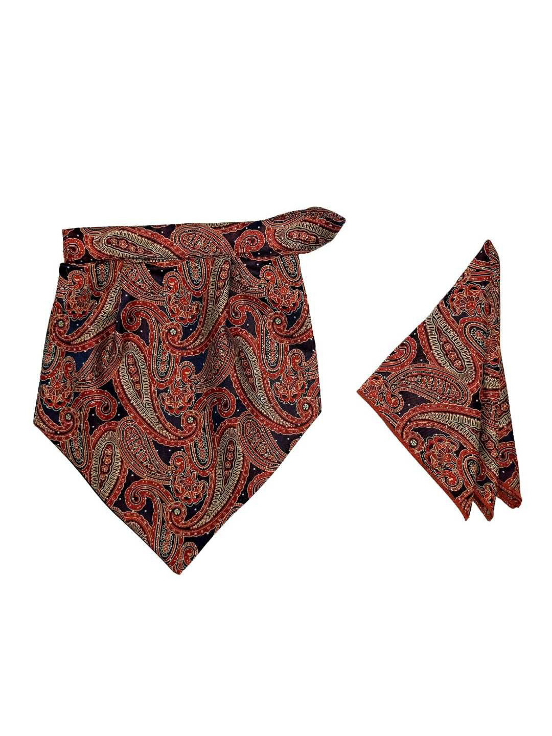 The Tie Hub Men Accessory Gift Set of Paisley Design Velcro Cravat and Pocket Square