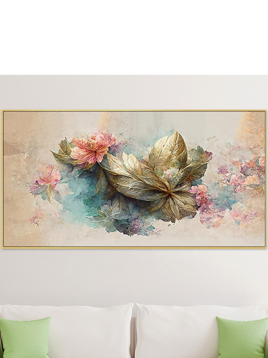 DEKORSTATION Gold-Toned & Beige Canvas Wall Paintings With Frame