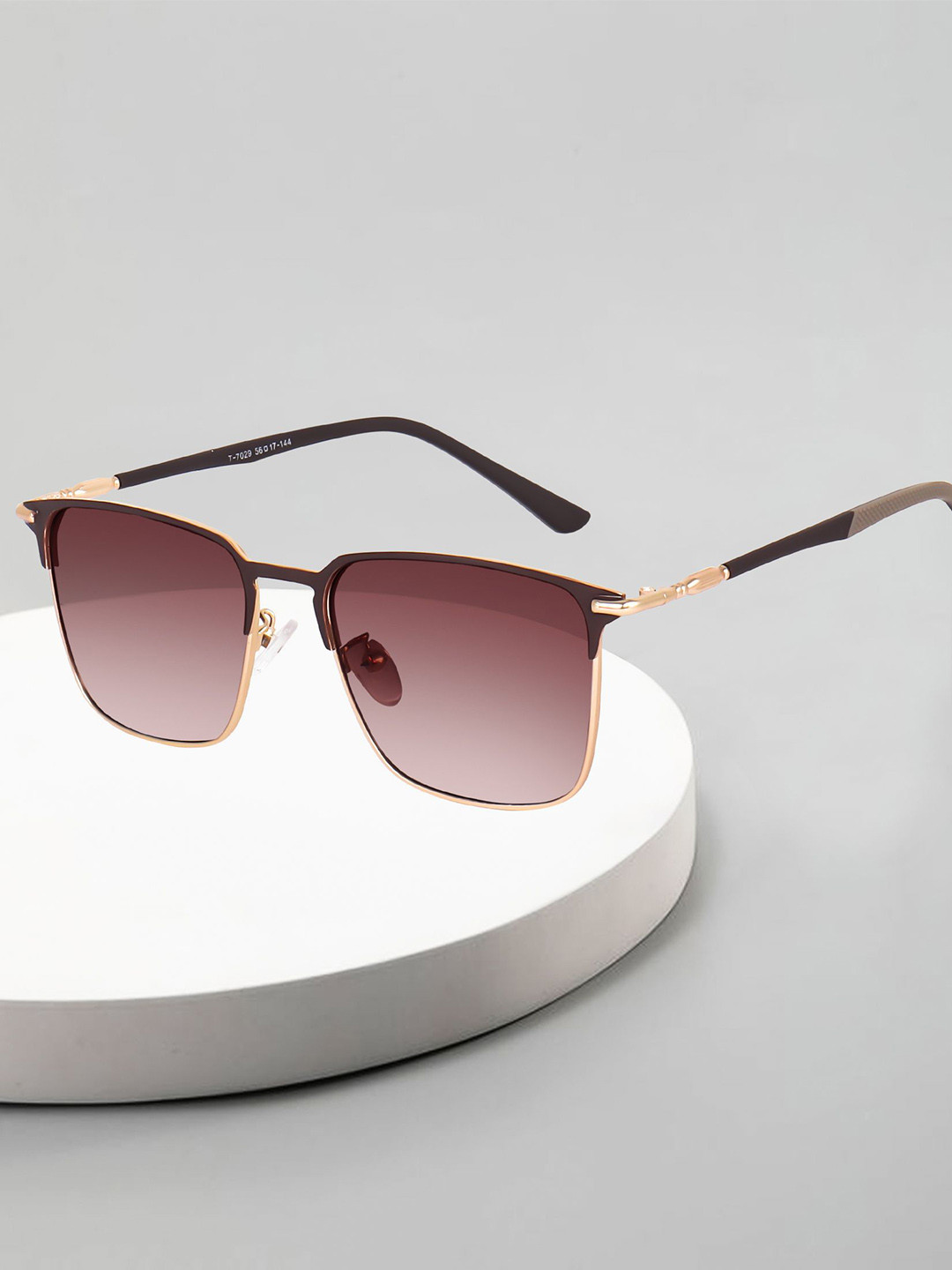 Peter Jones Eyewear Unisex Brown Lens & Gold-Toned Square Sunglasses T7029BW