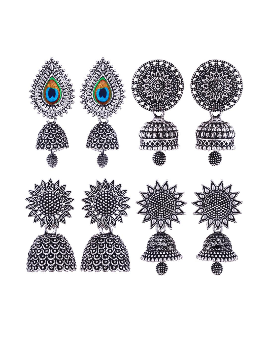 Sangria 4 Peacock Shaped Jhumkas Earrings