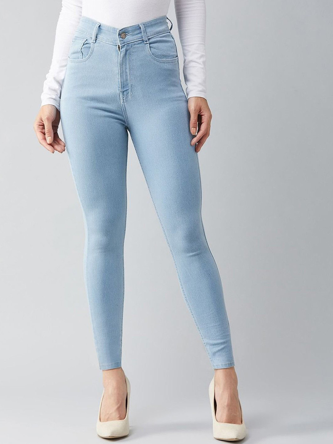 POMPOUS Women Solid Slim Fit High-Rise Stretchable Jeans