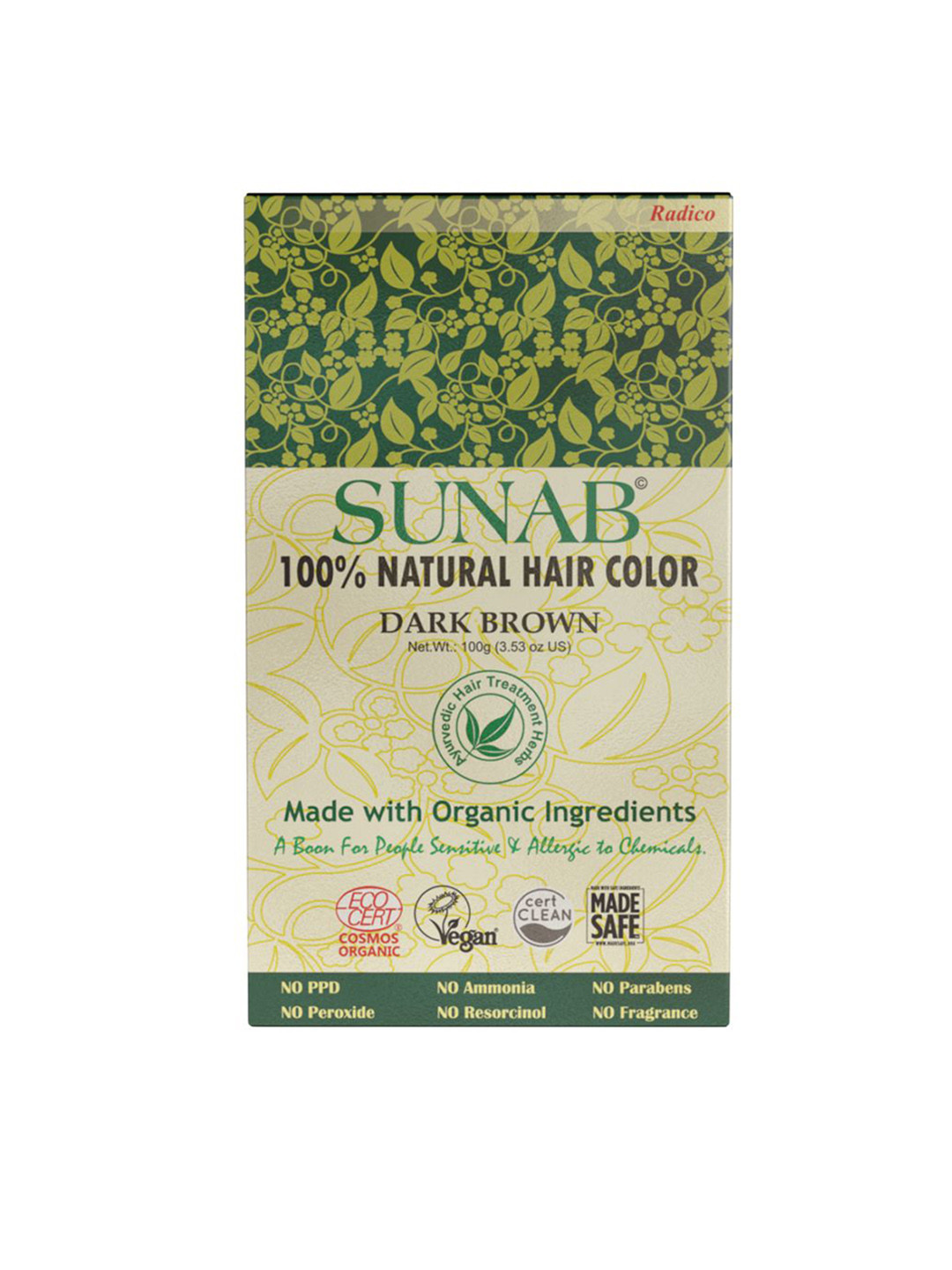Radico 100% Natural & Safe Sunab Hair Color- 100 g- Dark Brown