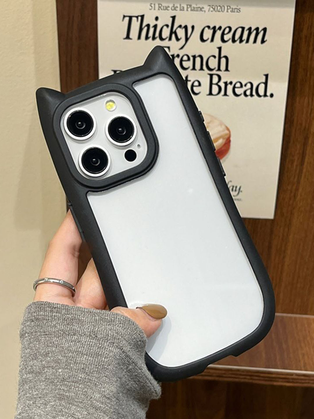 CASE CREATION Women Apple iPhone 14 cute cat ears Real 3D  Back Case Mobile Accessories