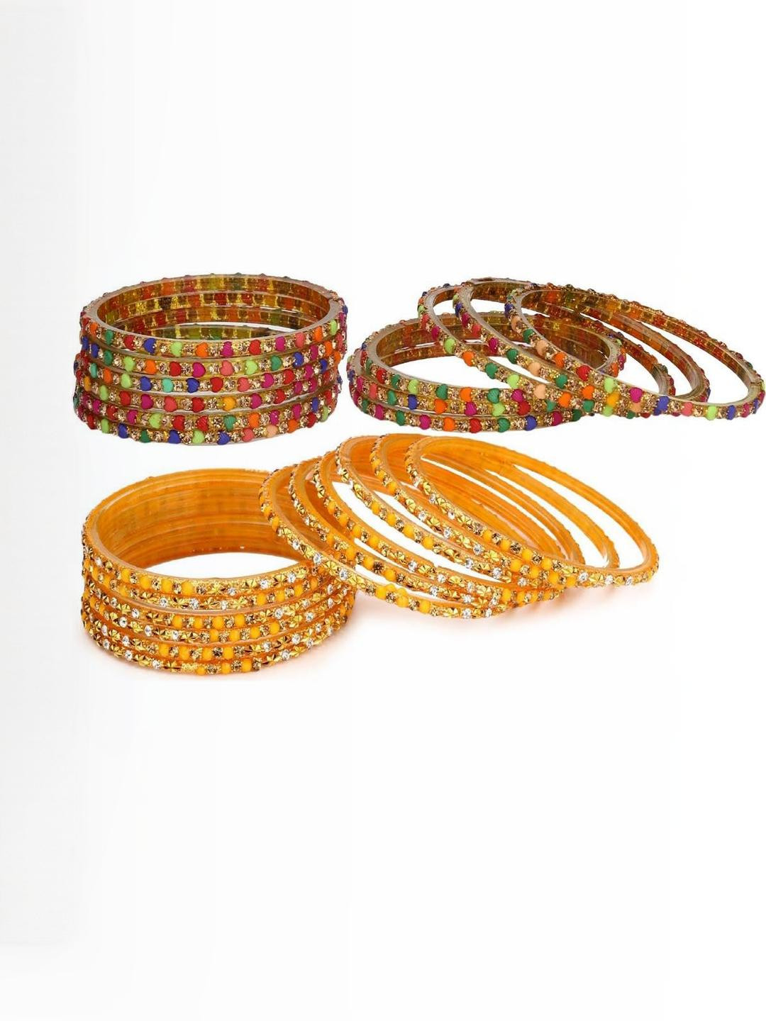 ST TIME Set of 24 Multi Color and Golden Alloy Bangles
