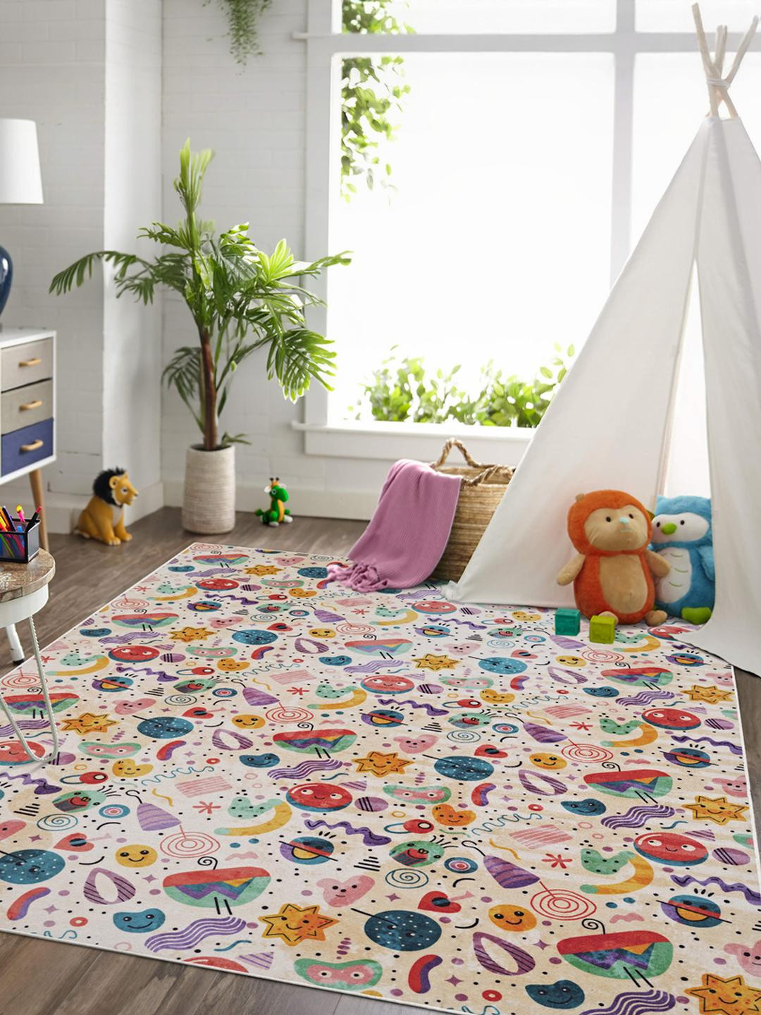 Kaleen India Multicoloured Anti-Skid Polyester Washable Indoor & Outdoor Carpet for Home