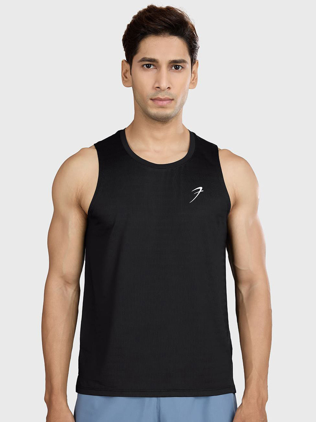 FUAARK Ultra Light Weight & Stretchable Tank Vest Ember Running Tank Black-S