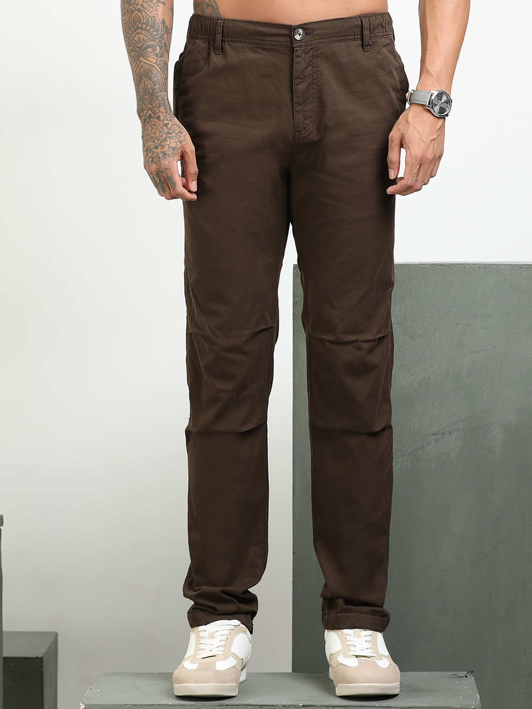 RIGS AND RAGS Men Relaxed Straight Leg Easy Wash Regular Fit Regular Trousers