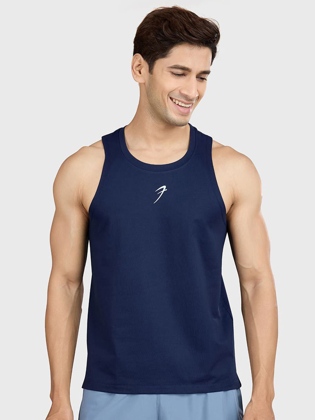 FUAARK Stretchable & Lightweight Gym Vest Pulse Running Tank Navy-S