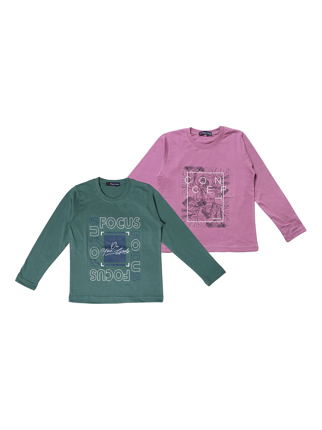 NeuVin Kids Pack O 2 Typography Printed Round Neck T-shirts