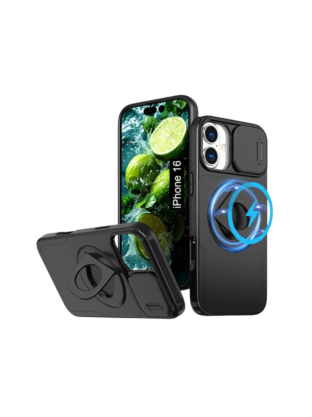 Luxury Kase Mag-Safe Shockproof Rugged Case with Ring Kickstand