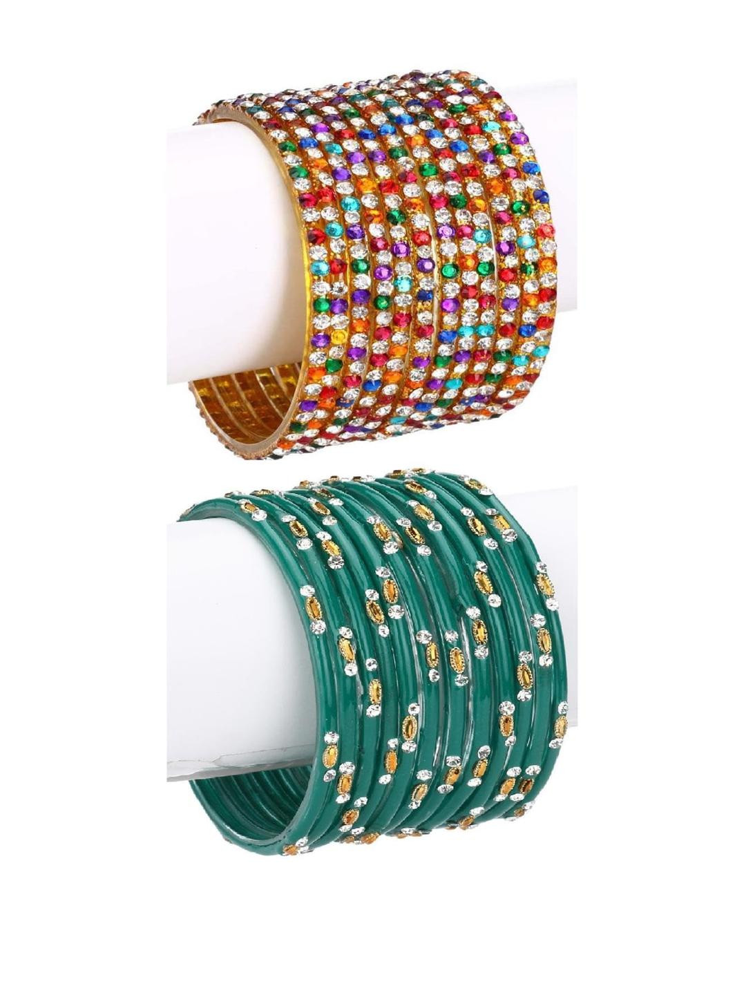 1ST TIME Pack of 2 Women Multicolor Glass Bangles
