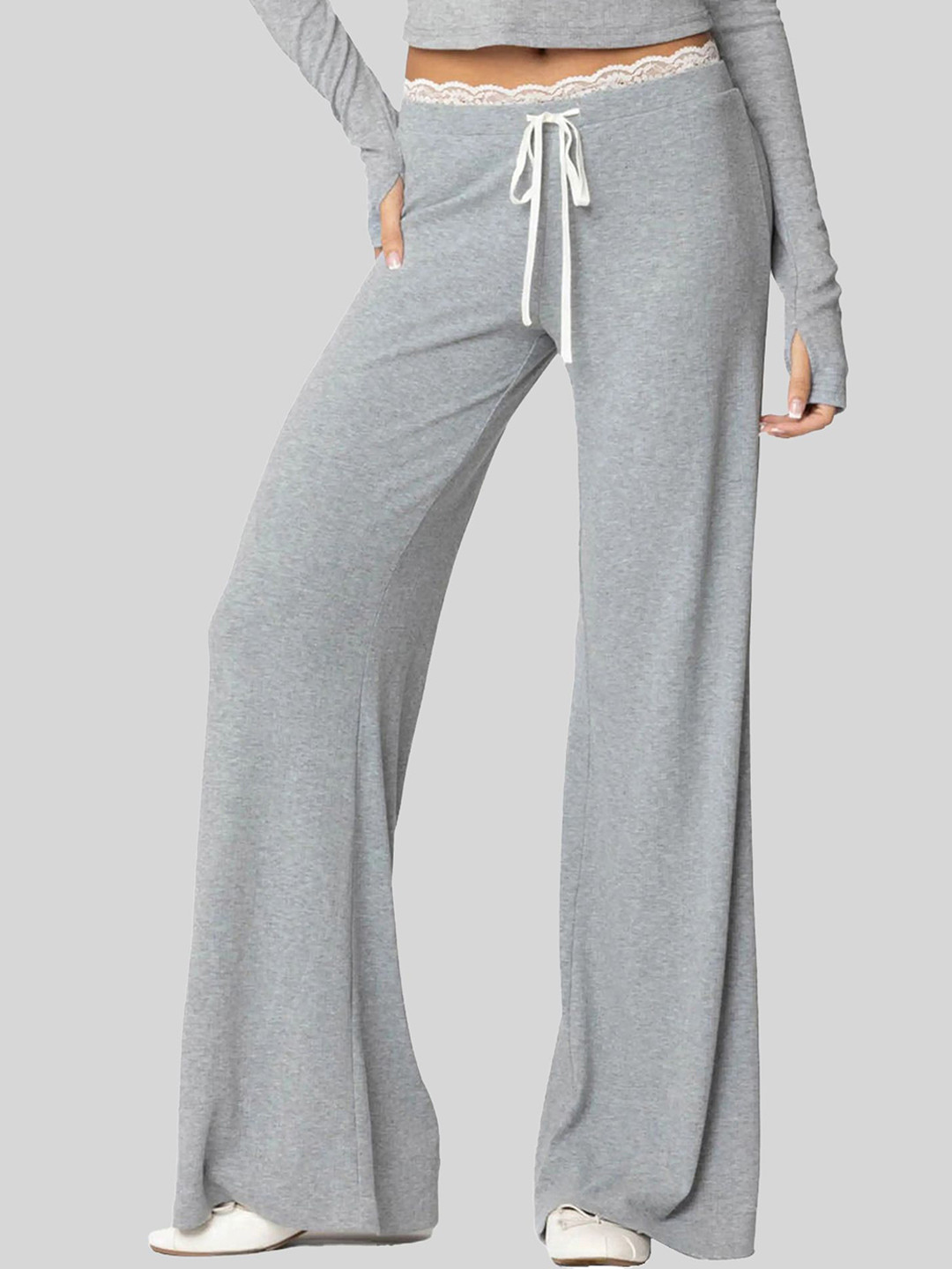 LULU & SKY Women Loose Fit Low-Rise Cotton Paralle Trousers