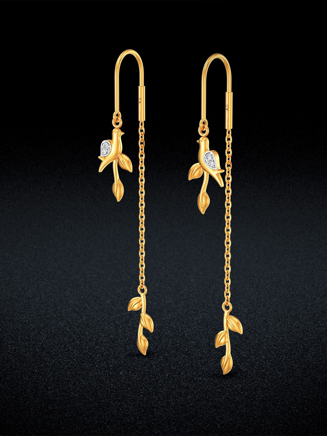 Joyalukkas Women Perched Bird Gold Earrings