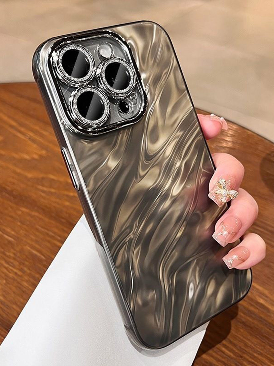 CASE CREATION iPhone 13 Pro Diamond Ring Camera Protection Back Case Mobile Accessories