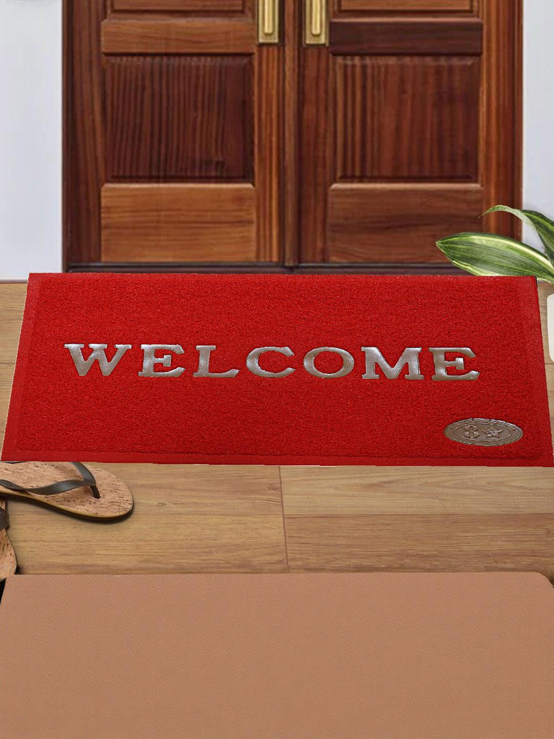 IVAZA Red Anti-Skid Printed Doormat