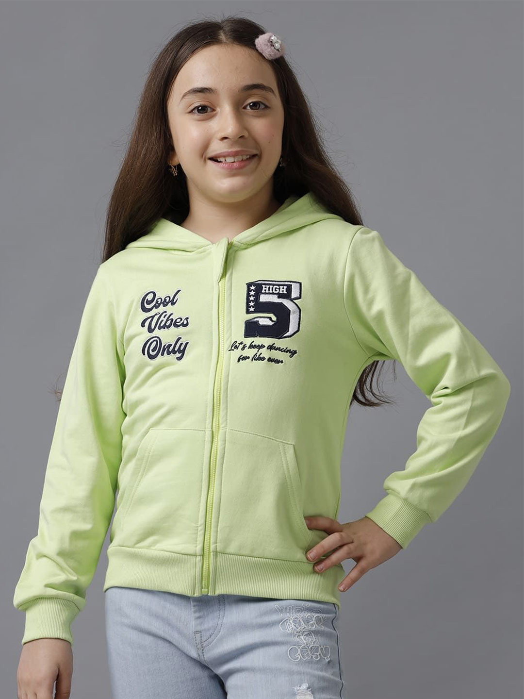 UNDER FOURTEEN ONLY Girls Printed Front-Open Sweatshirt
