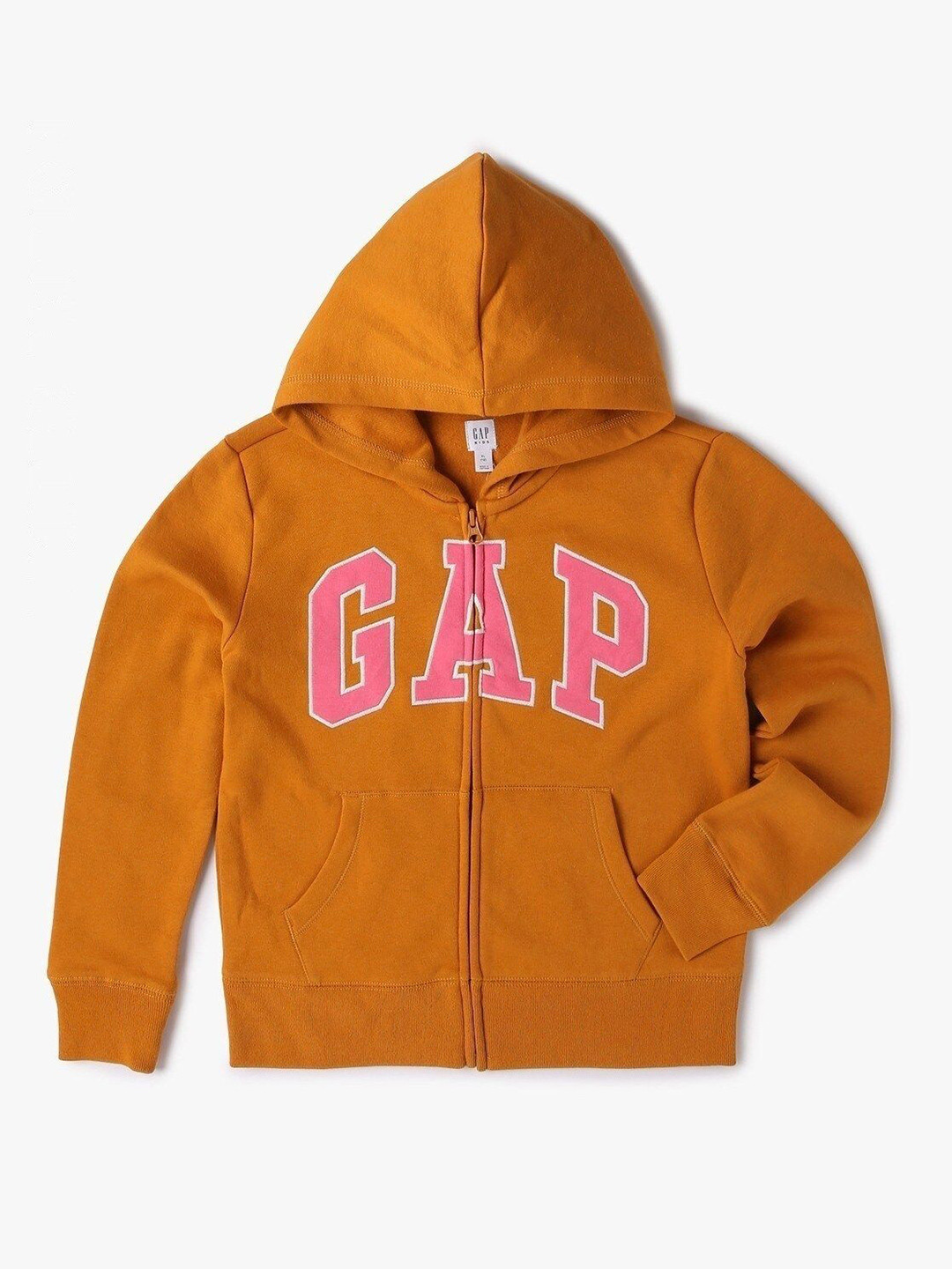 GAP Girls Brand Logo Embroidered Split-Kangaroo Pockets Hooded Sweatshirt
