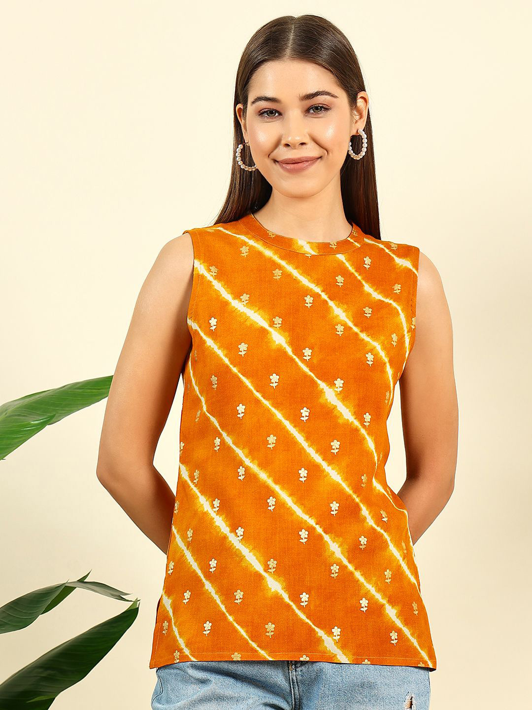 THE FAB FACTORY Women Tie and Dye Print Regular Top