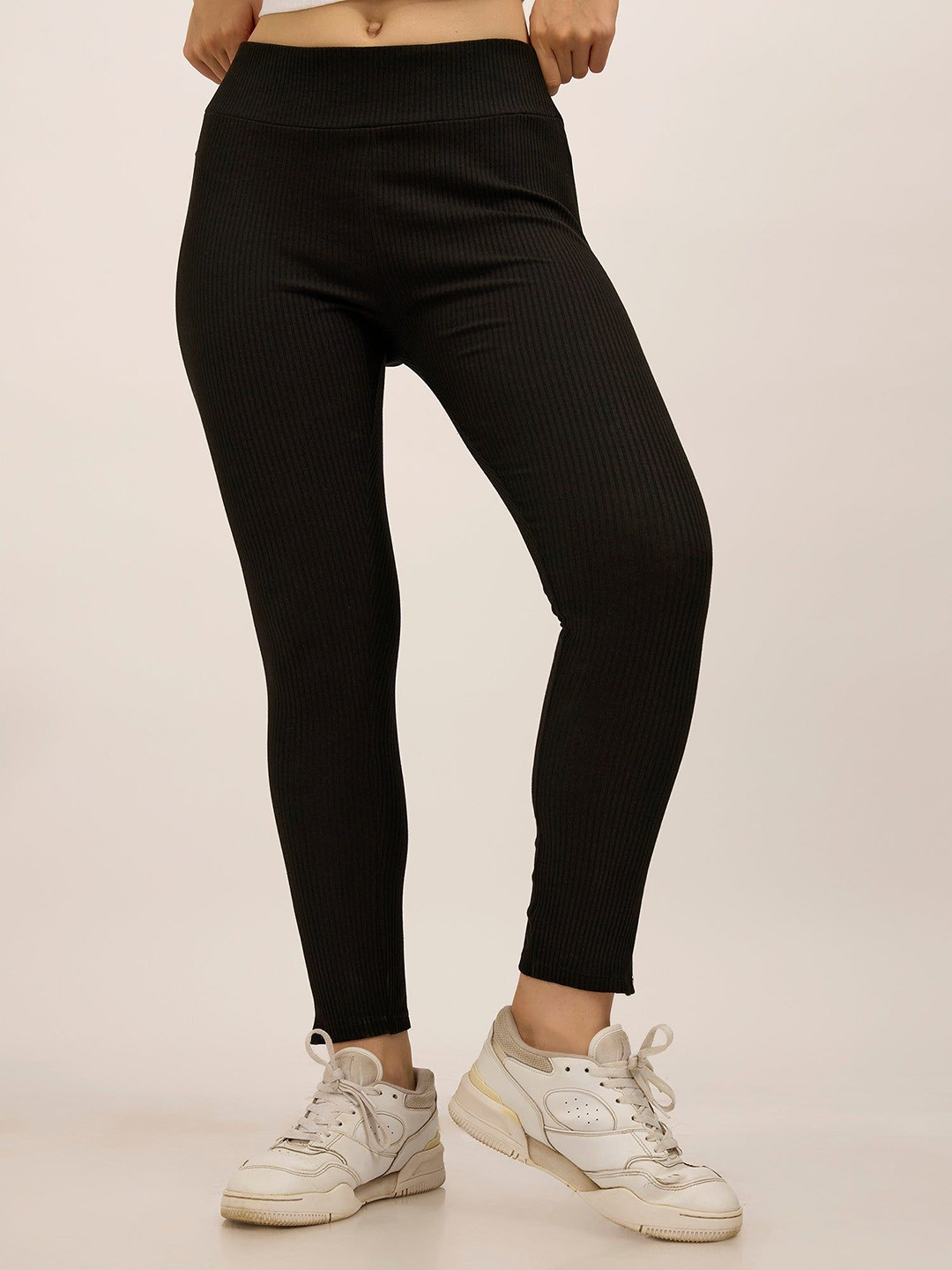 Outzidr Ribbed Ankle Length Leggings