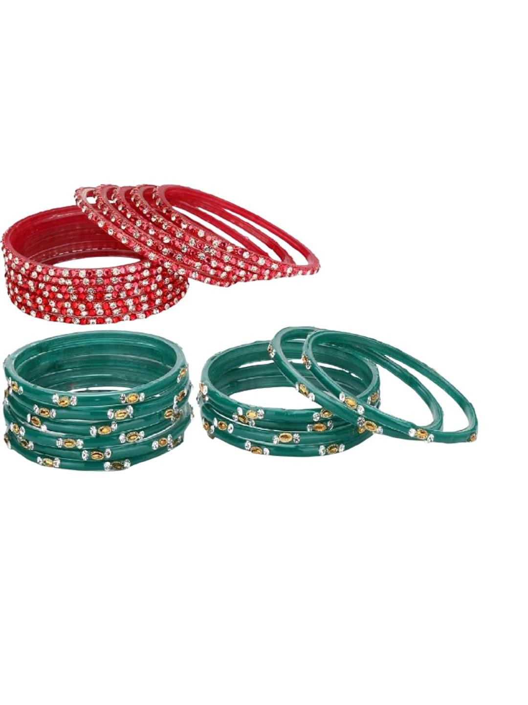 1ST TIME 24 Pieces Red and Turquois Blue Alloy Bangle