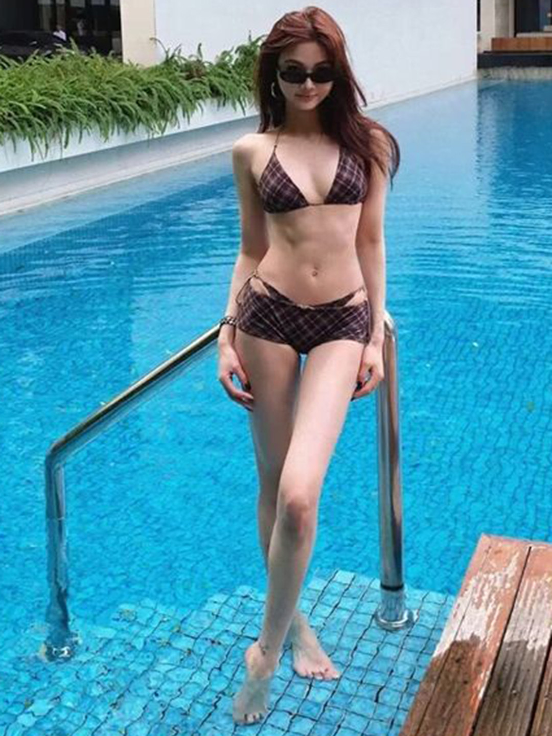 LULU & SKY Pack Of 3 Checked Bikini Swimwear Cover Up Set