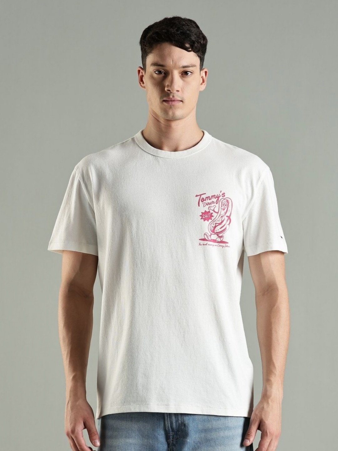 Tommy Hilfiger Men Typography Printed Round Neck Cotton T-shirt