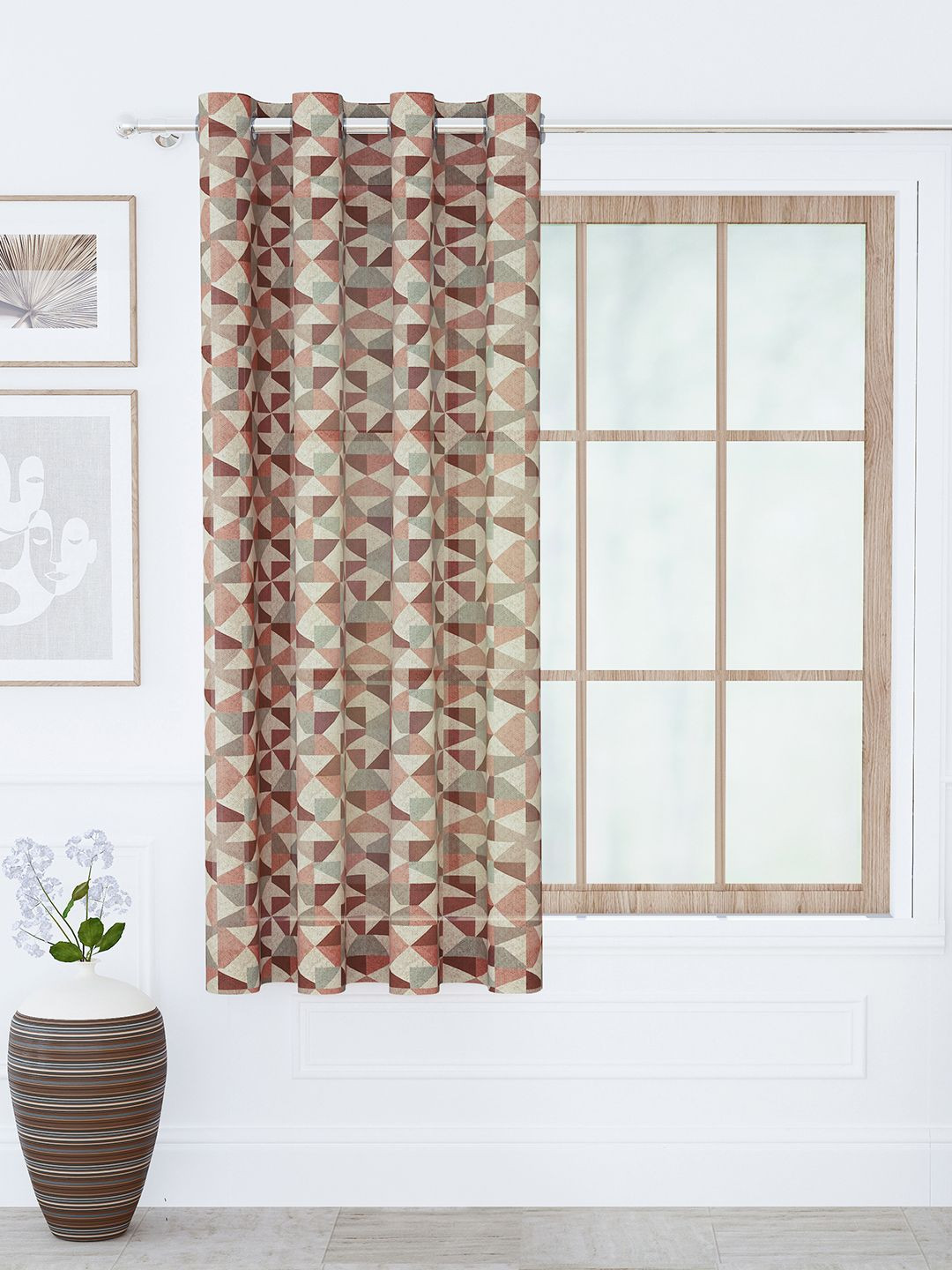 Story@home Geometric Window Sheer Curtain-5 Feet