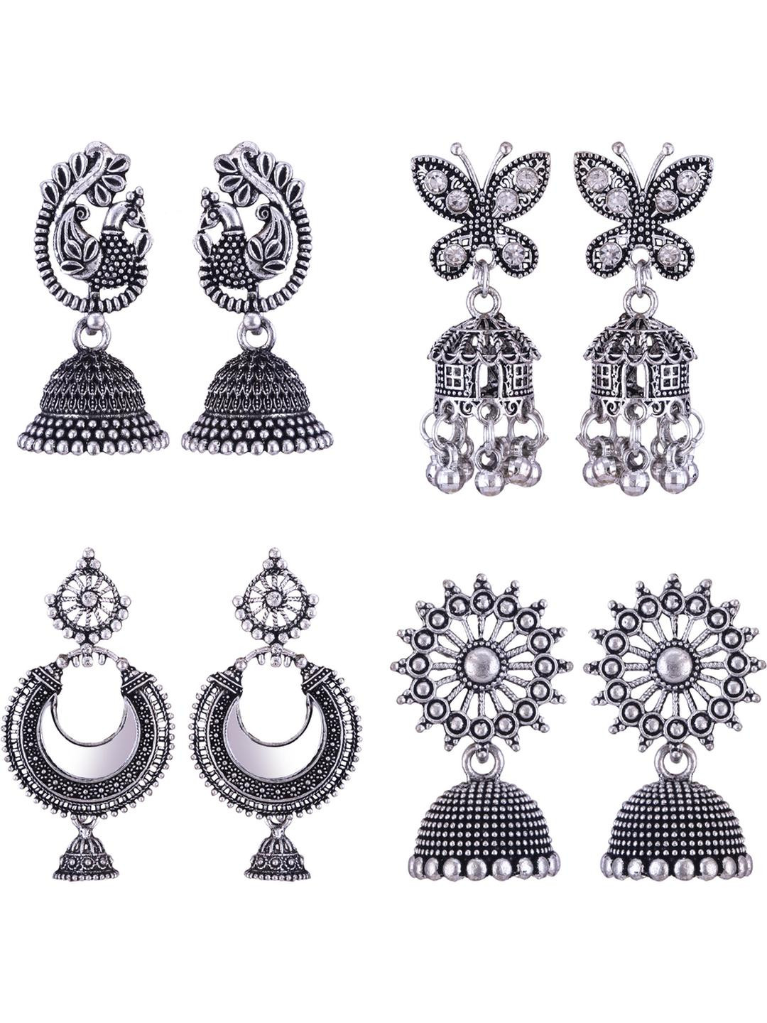 Sangria 4 Peacock Shaped Jhumkas Earrings