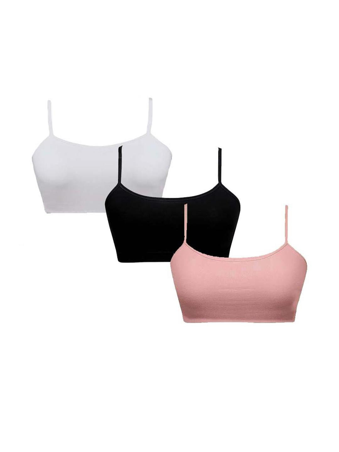 BRAAFEE Girls Pack of 3 Non Padded Full Coverage Sports Bra